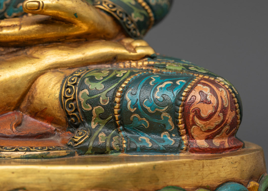Sacred Yellow Shakyamuni Buddha Statue | Traditional Artwork