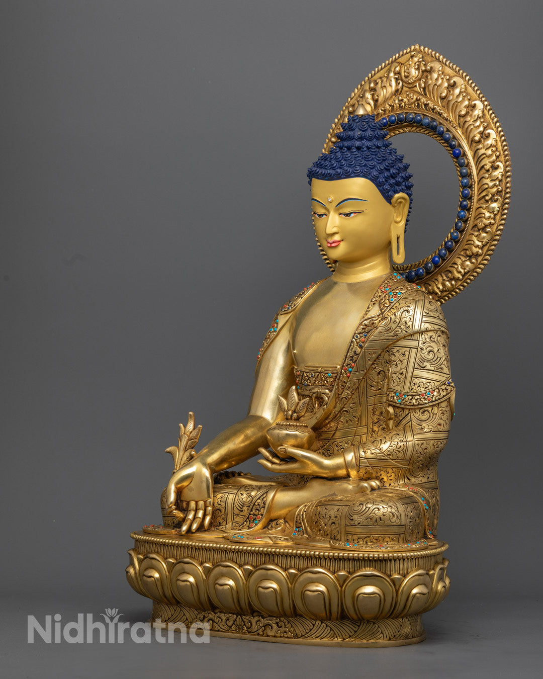 Medicine Buddha Statue | Hand-Carved 24k Gold-Gilded