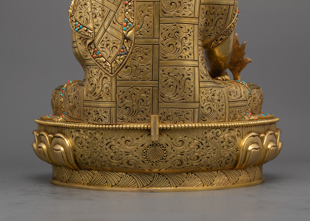 Medicine Buddha Statue | Hand-Carved 24k Gold-Gilded