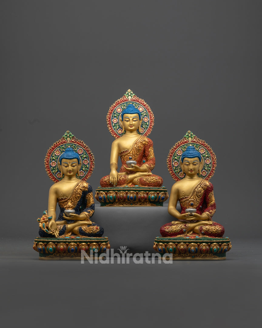 Three Buddha Set – Handcrafted Buddhist Statue