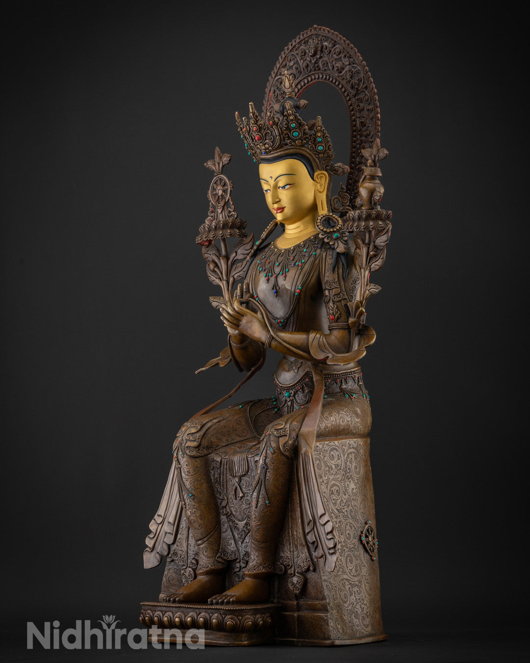 Oxidized Maitreya buddha Statue | Himalayan Sacred Art