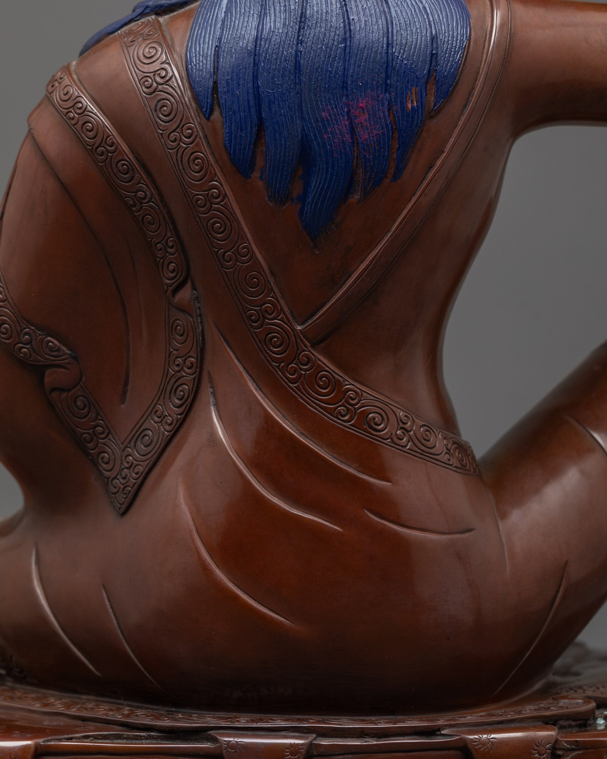 Tibetan Oxidized Copper Milarepa Statue | Sacred Yogi Hermit