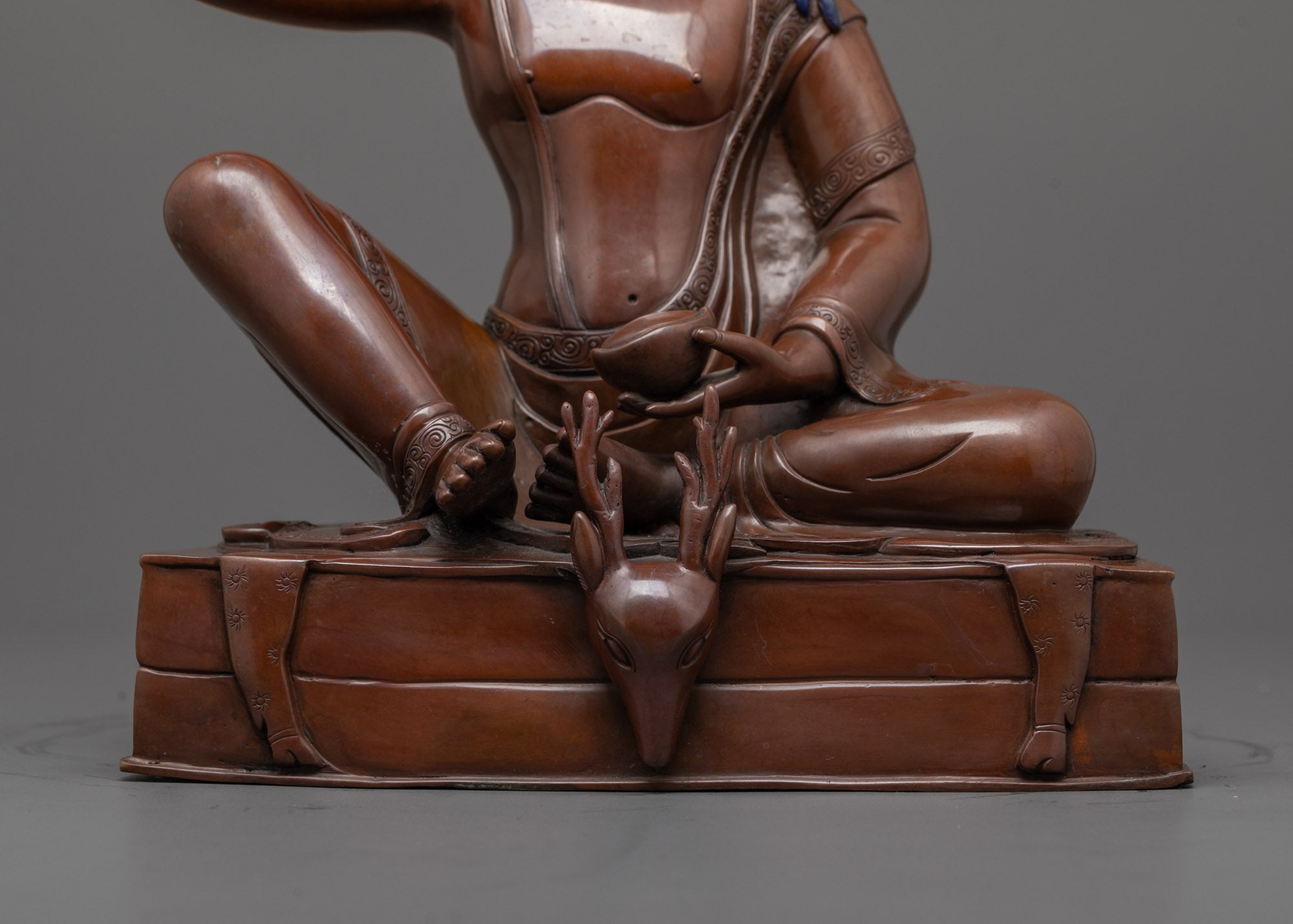 Tibetan Oxidized Copper Milarepa Statue | Sacred Yogi Hermit