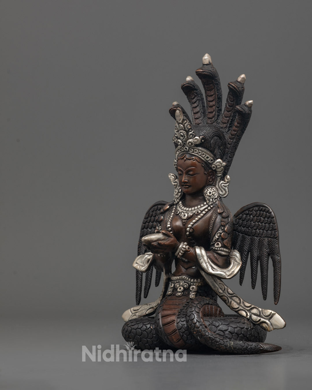 Female Serpent Naga Kanya Statue | Oxidized Copper Statue