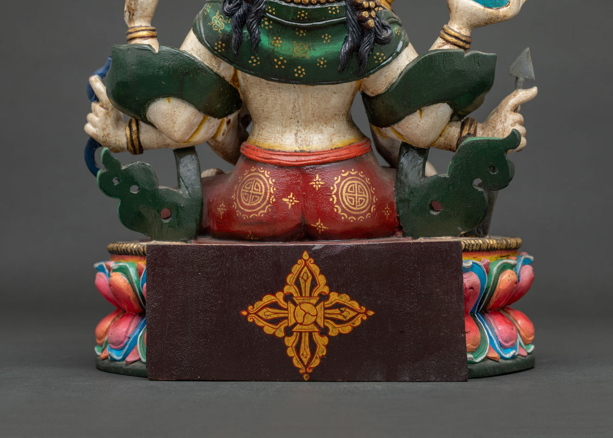 Colorful Ushnishavijaya Namgyalma Statue | Wooden Buddhist Sculpture