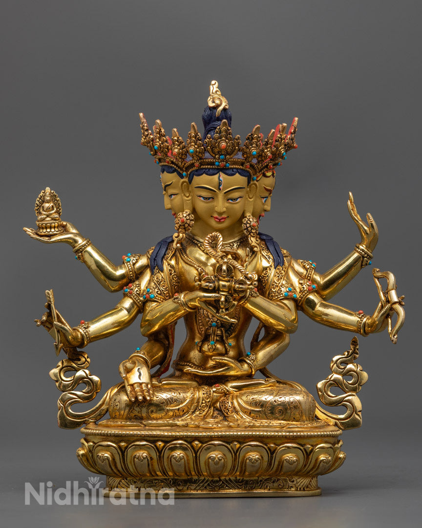 Tibetan Namgyalma Statue | 24K Gold Gilded Copper