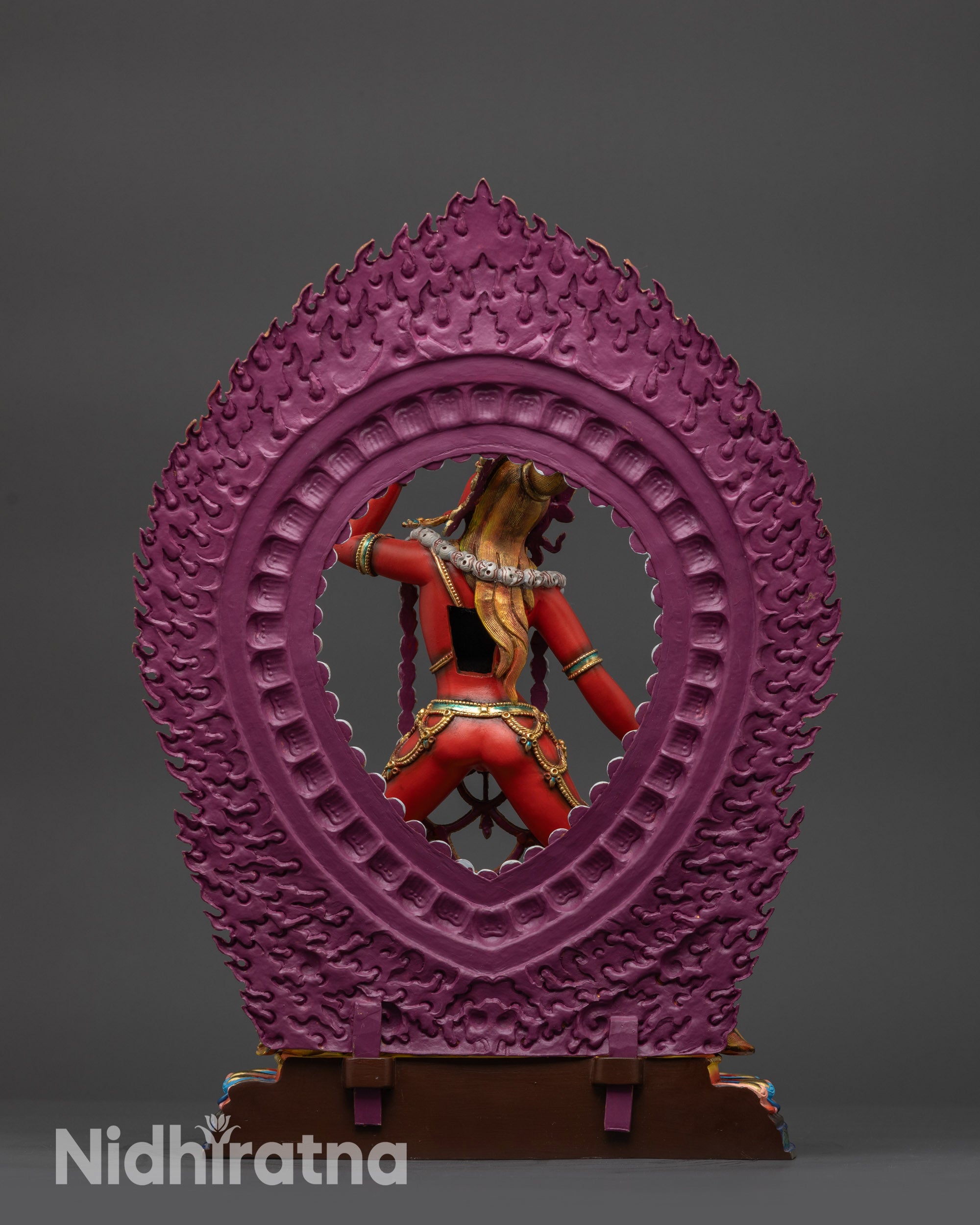 Nepal artisan lost wax method copper Vajrayogini statue for spiritual practice.