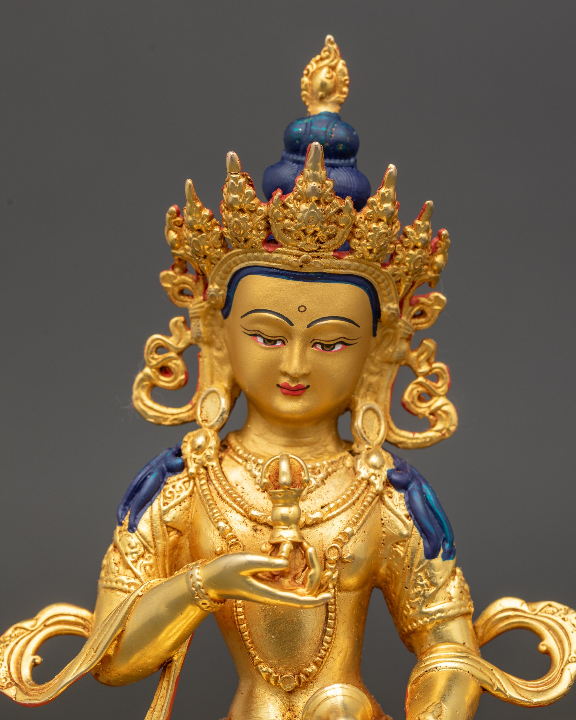 Nepalese Buddhist Vajrasattva statue with five-pointed crown