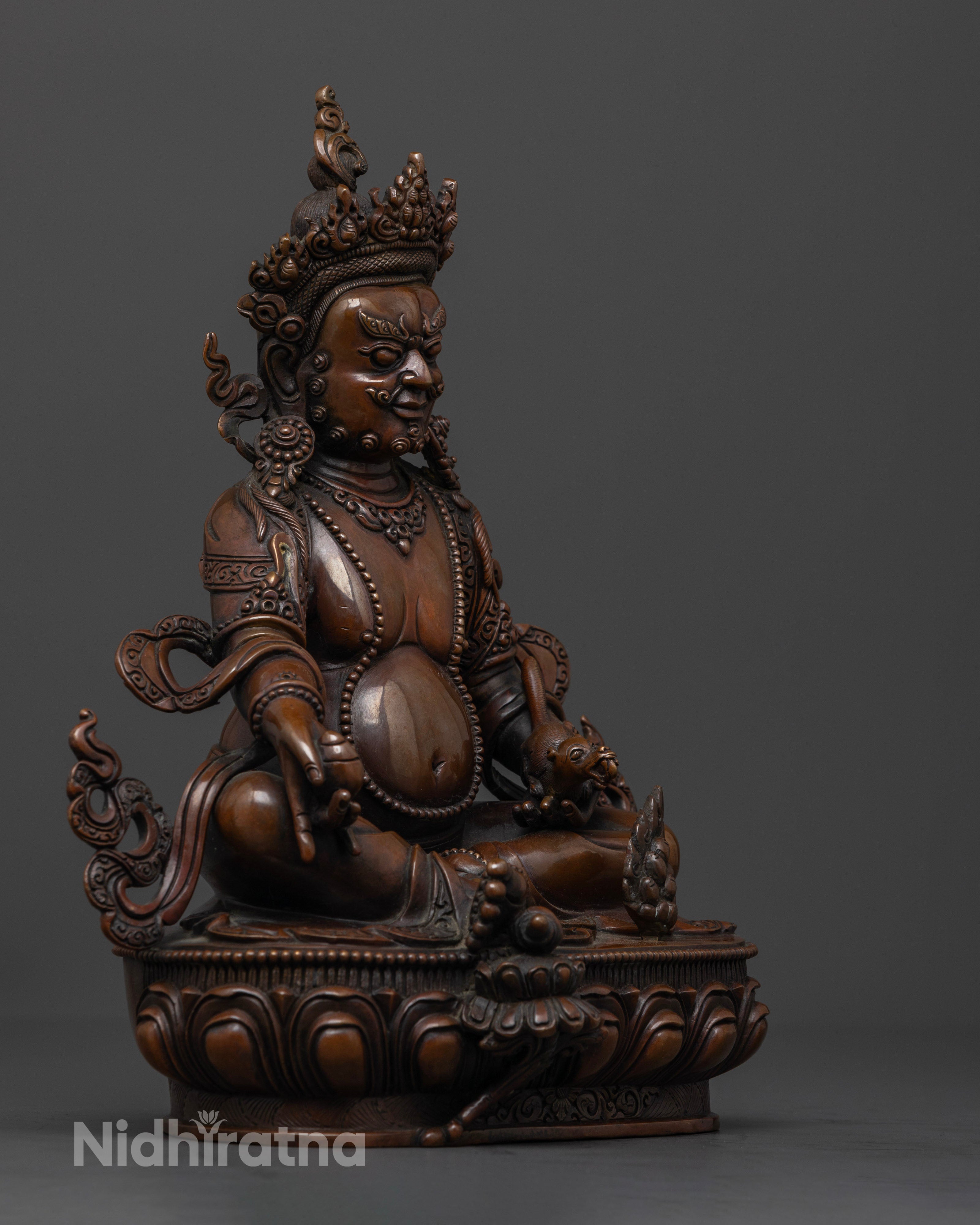 Nepalese Dzambhala Wealth Statue – Oxidized Copper Spiritual Decor