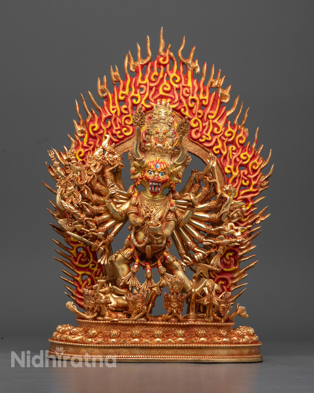 Nepalese Yamantaka Statue | Hand-Carved Copper Sculpture