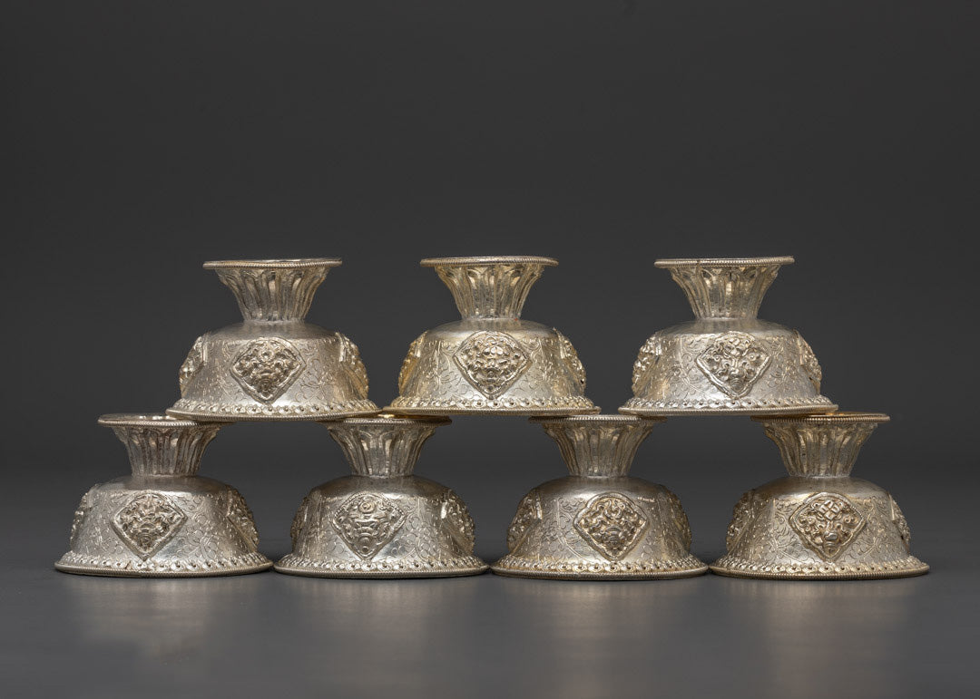 Ceremonial Silver-Plated Offering Bowls Set