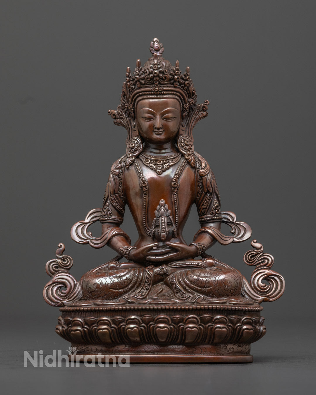 Oxidized Amitayus Statue | Handmade Tibetan Buddha Sculpture