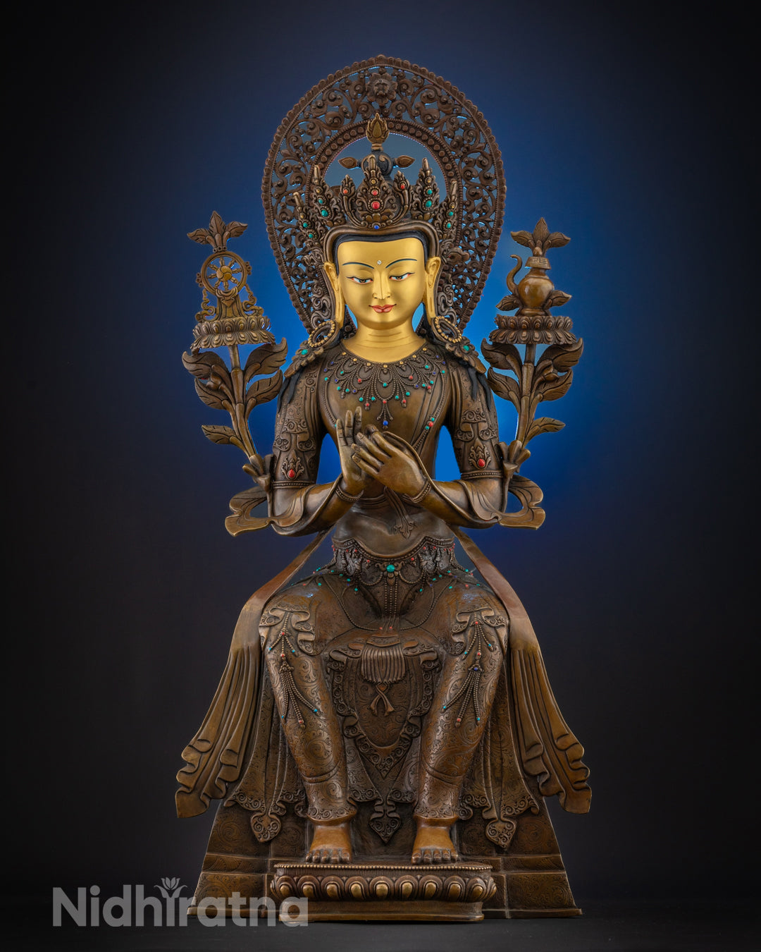 Oxidized Maitreya buddha Statue | Himalayan Sacred Art