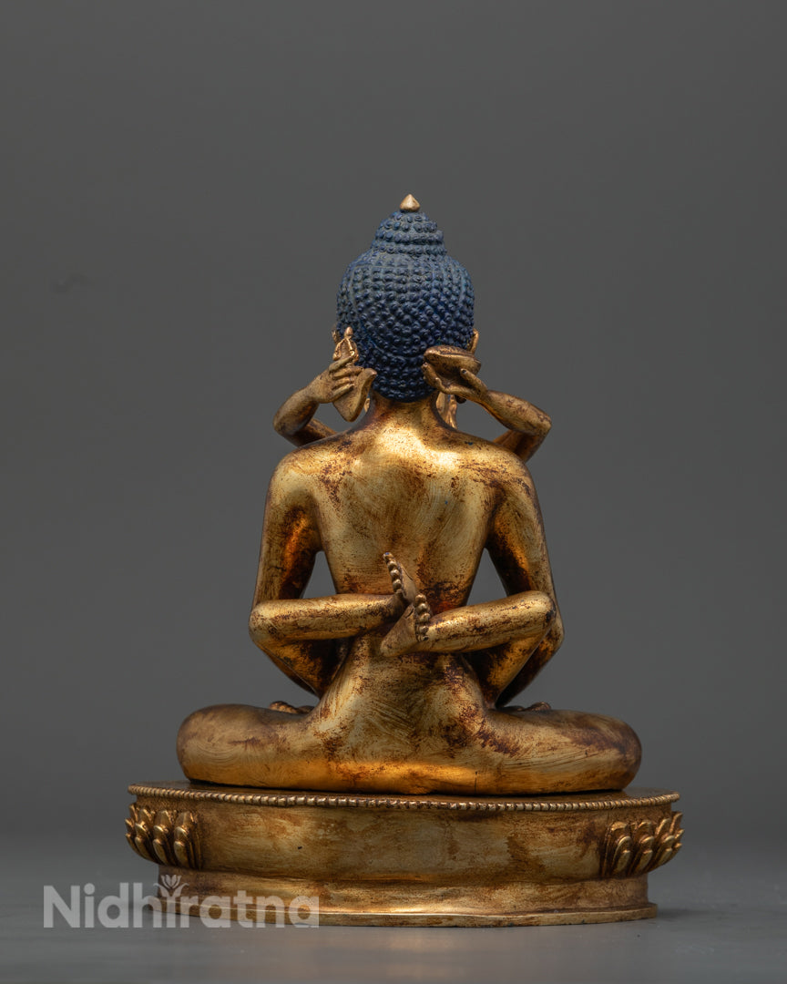 Antique Samantabhadra Statue | Gold-Gilded Tibetan Sculpture