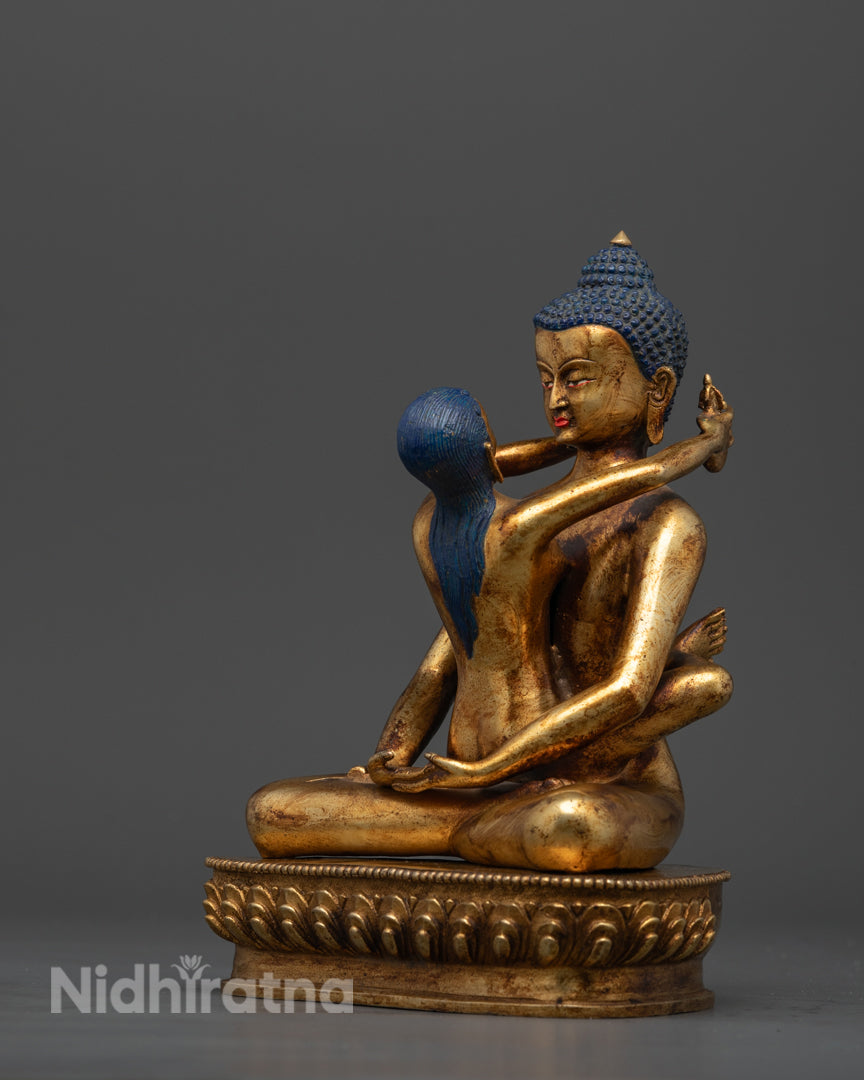 Antique Samantabhadra Statue | Gold-Gilded Tibetan Sculpture