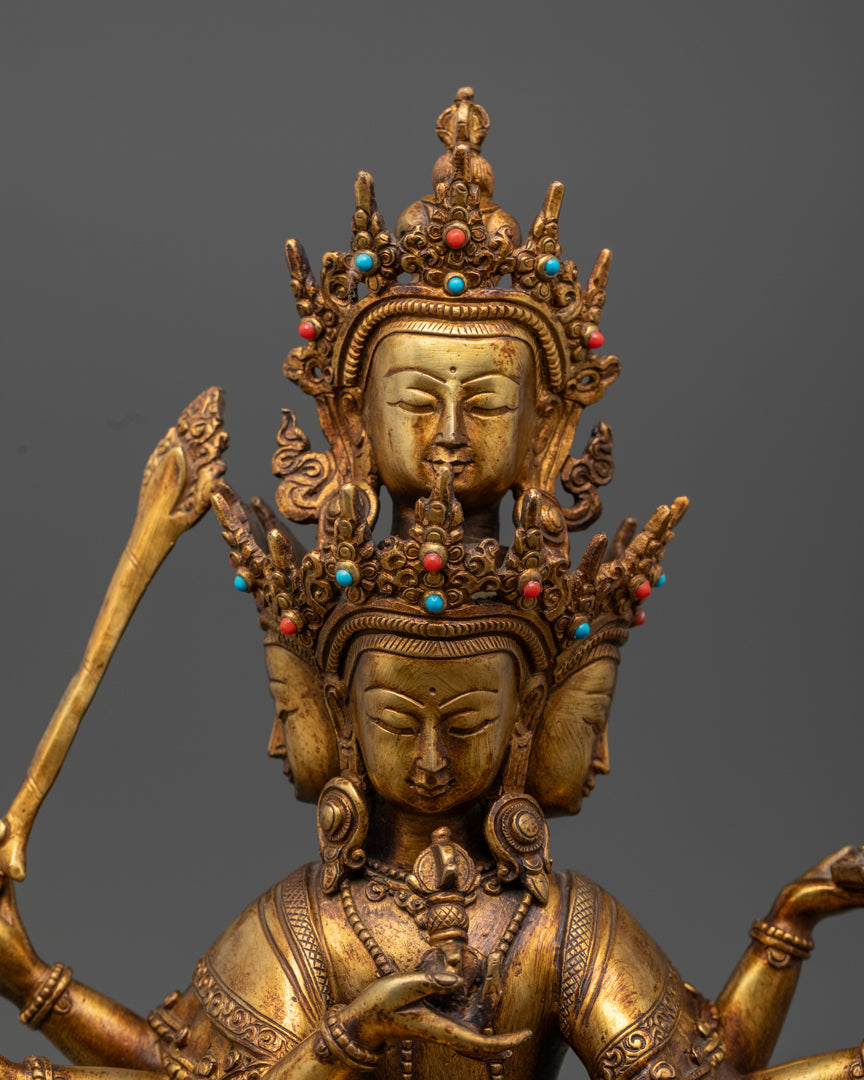 Sacred Maha Manjushri Statue | Authentic Tibetan Sculpture