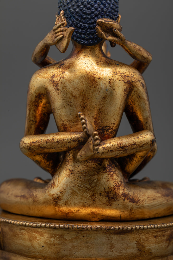 Antique Samantabhadra Statue | Gold-Gilded Tibetan Sculpture