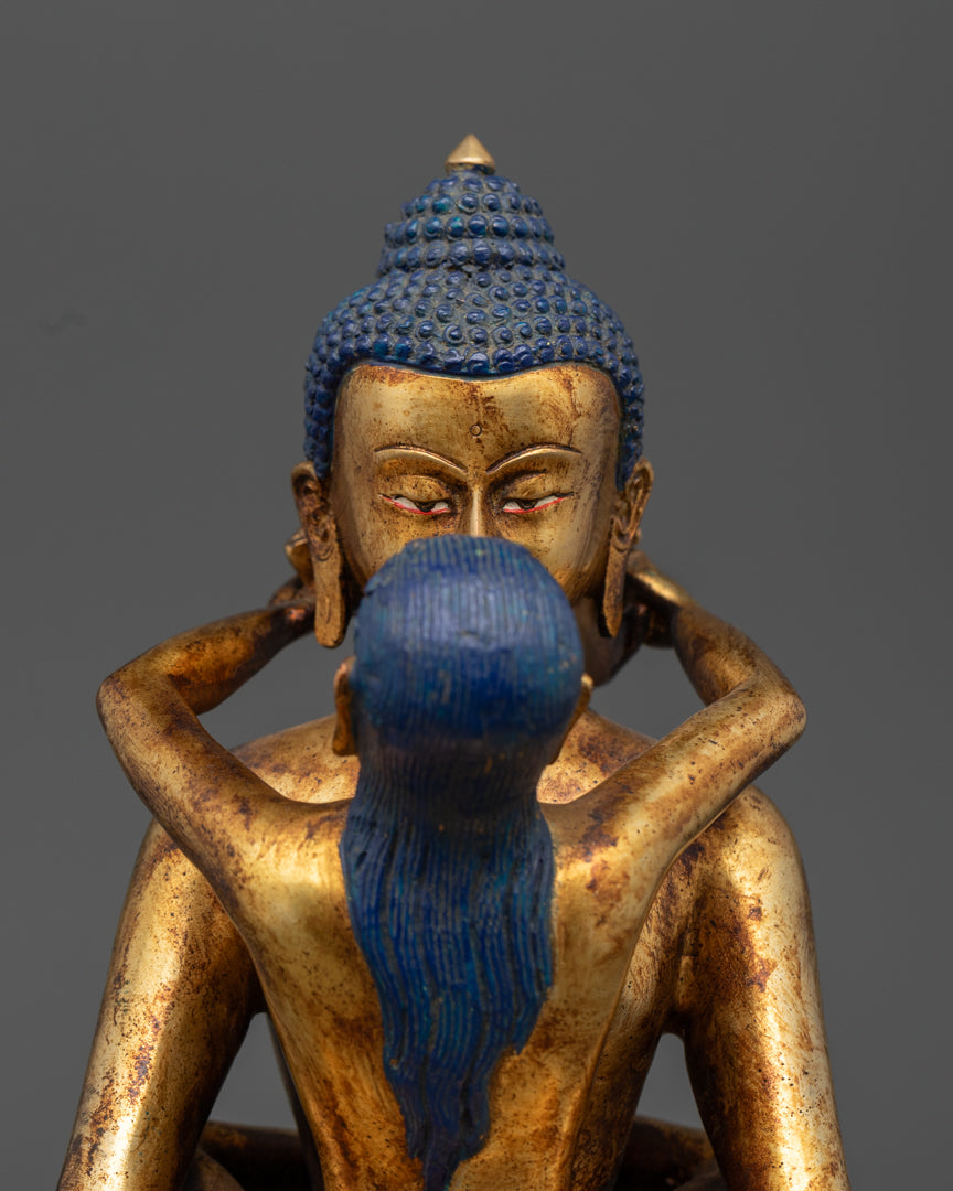 Antique Samantabhadra Statue | Gold-Gilded Tibetan Sculpture