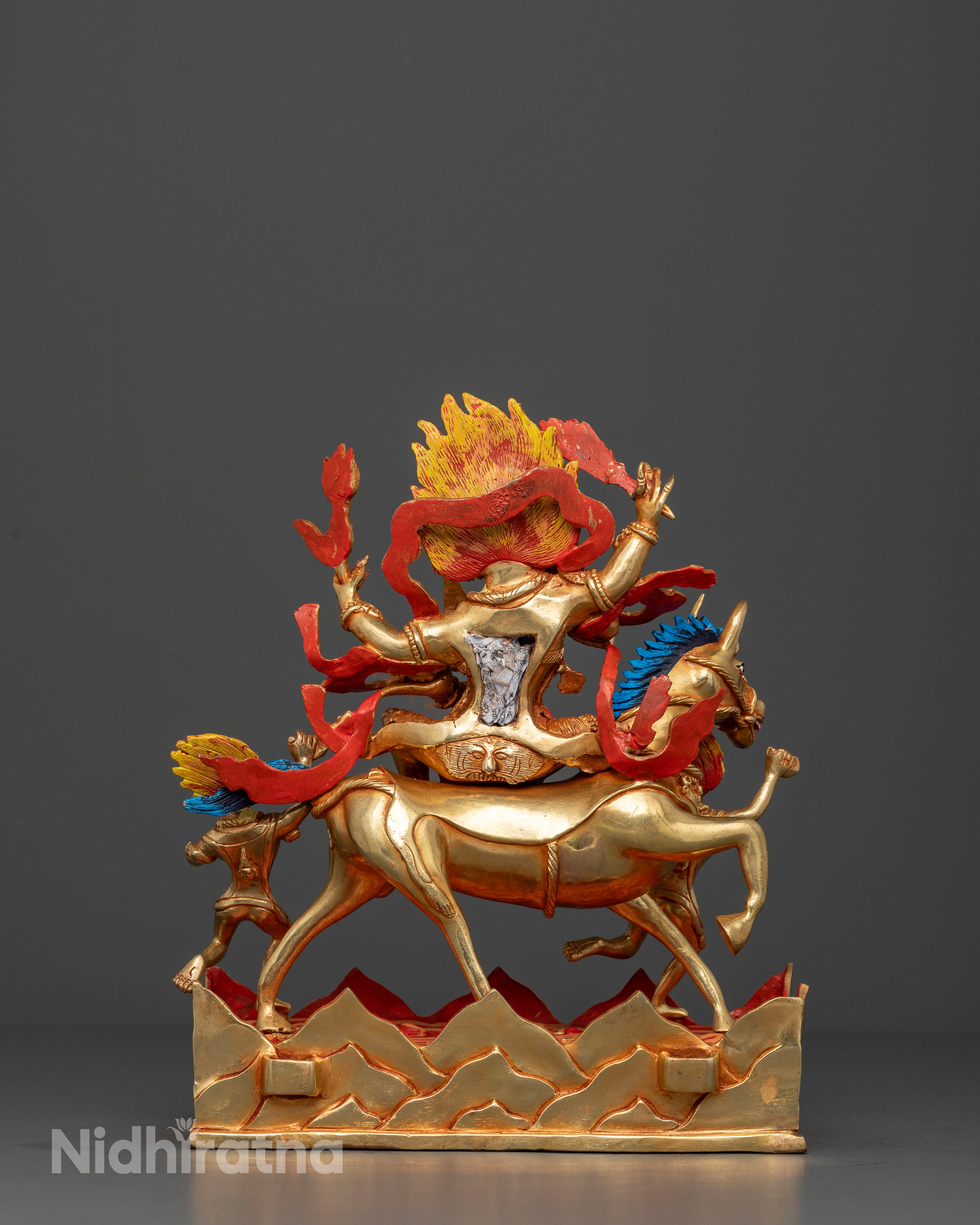 Fierce Palden Lhamo with Fiery Backdrop