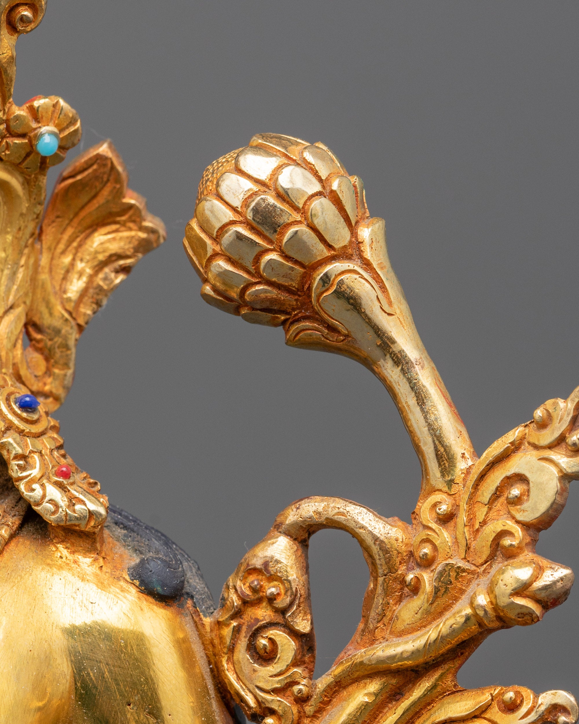 Hand-Carved Bodhisattva Padmapani Statue with Lotus