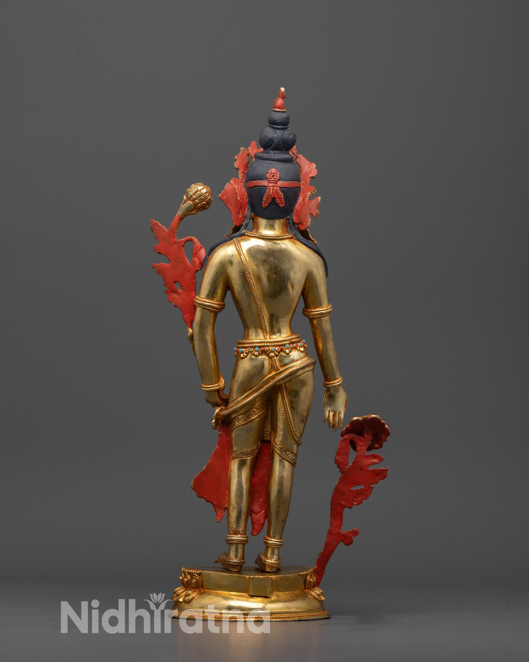 Hand-Carved Bodhisattva Padmapani Statue with Lotus