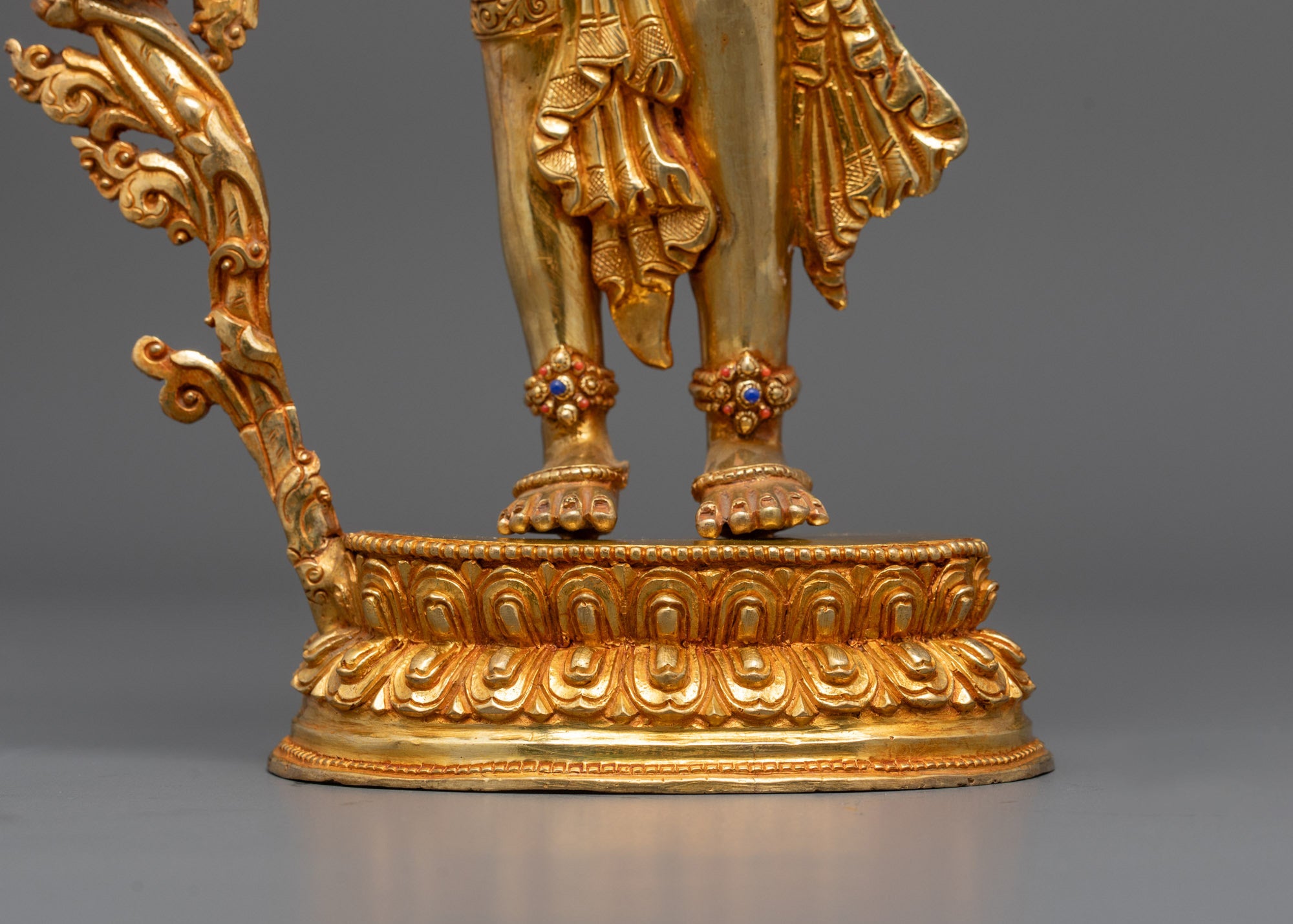 Hand-Carved Bodhisattva Padmapani Statue with Lotus