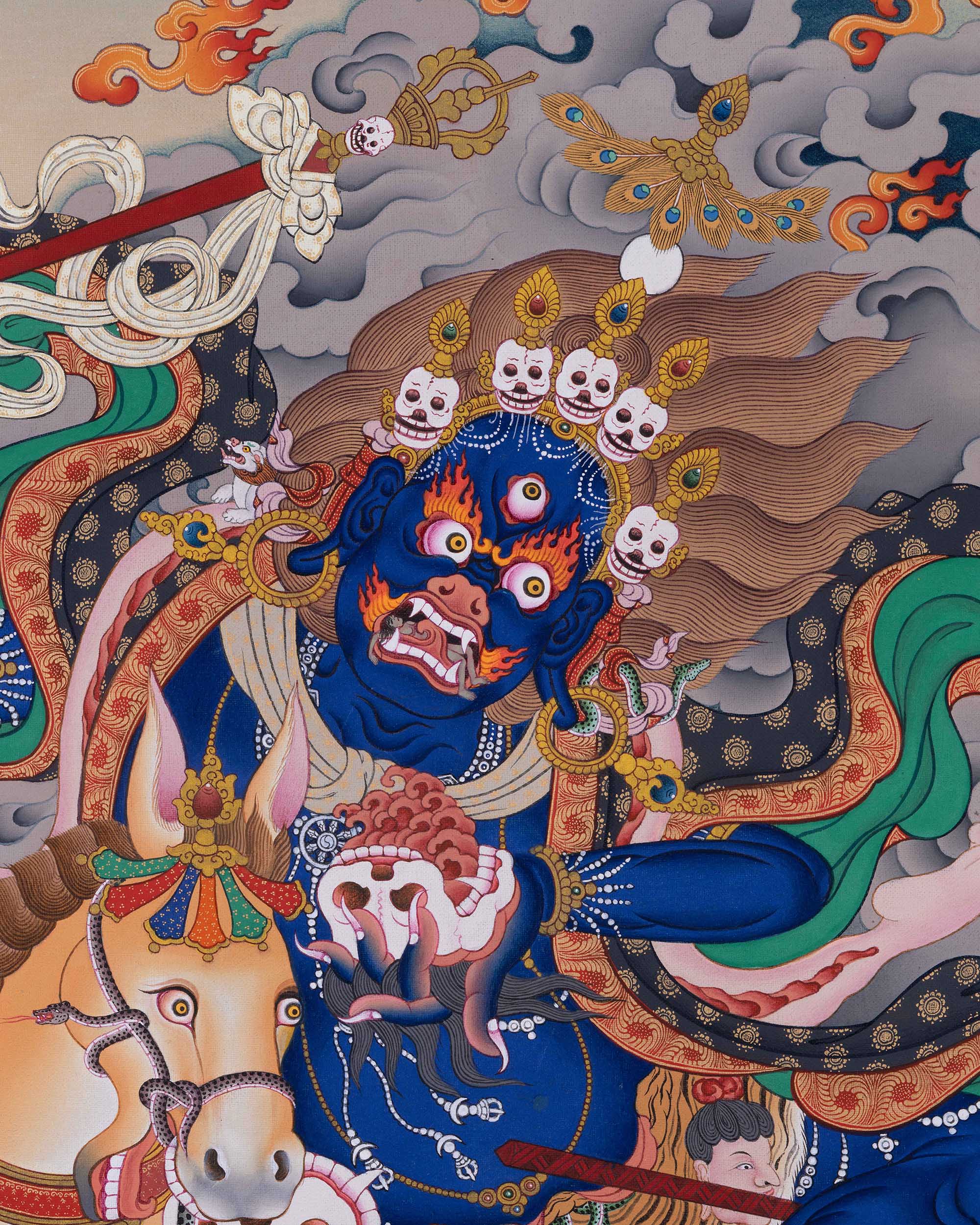 Palden Lhamo Thangka Artwork | Rare Tibetan Buddhist Protector Painting