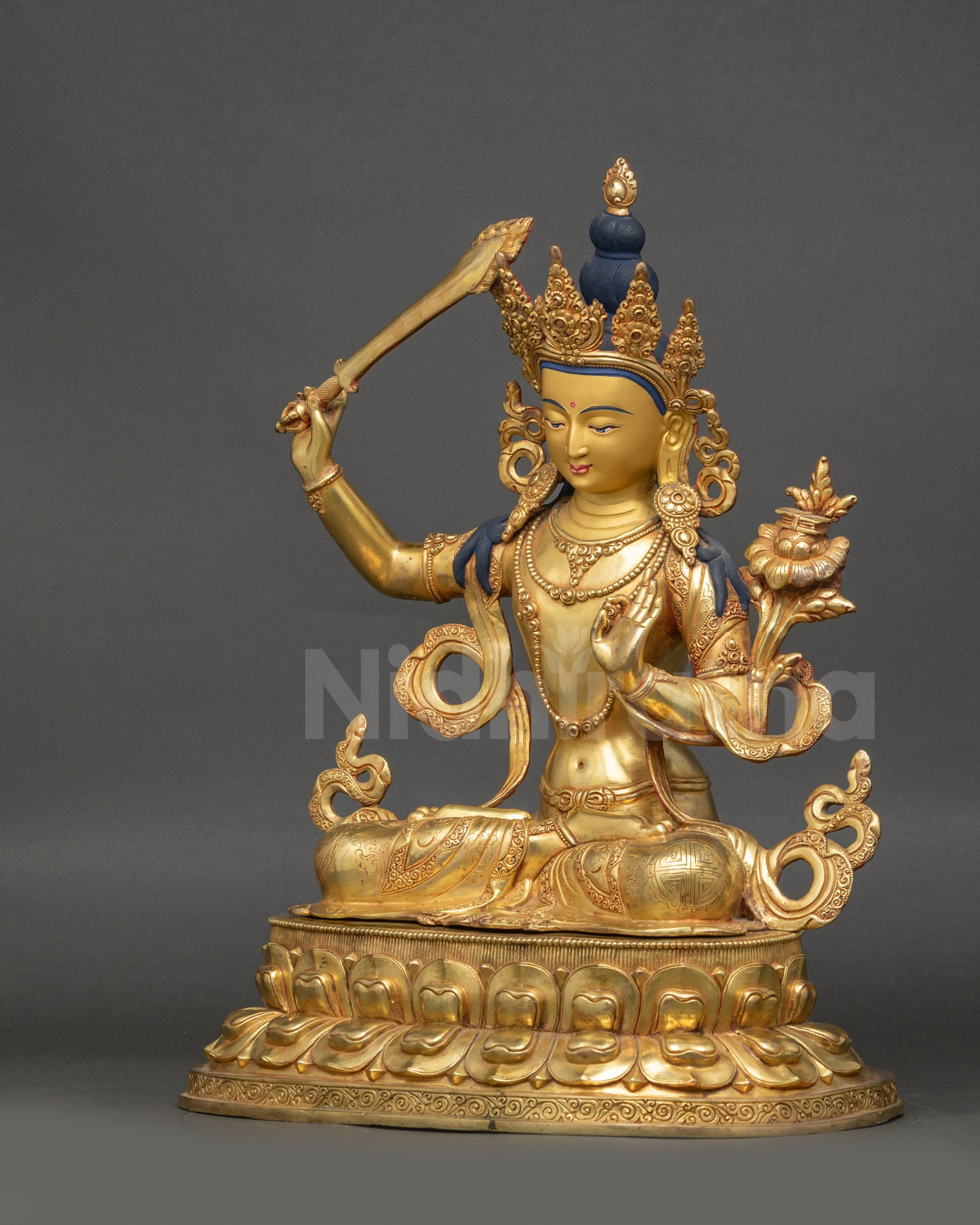 Peaceful Manjushri Bodhisattva Statue for Meditation and Altar Decor