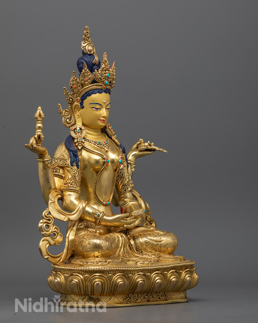 Handcrafted Prajna Paramita Statue | Handcrafted 24K Gold Statue