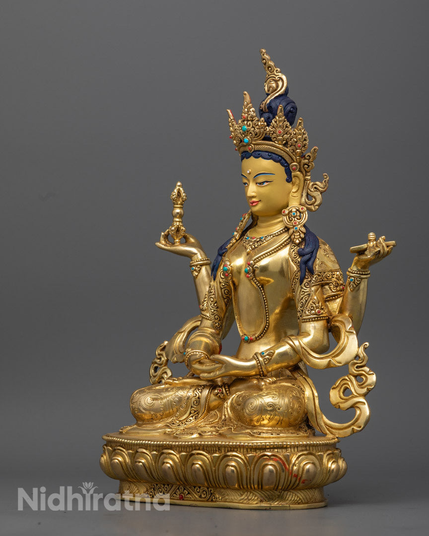 Handcrafted Prajna Paramita Statue | Handcrafted 24K Gold Statue