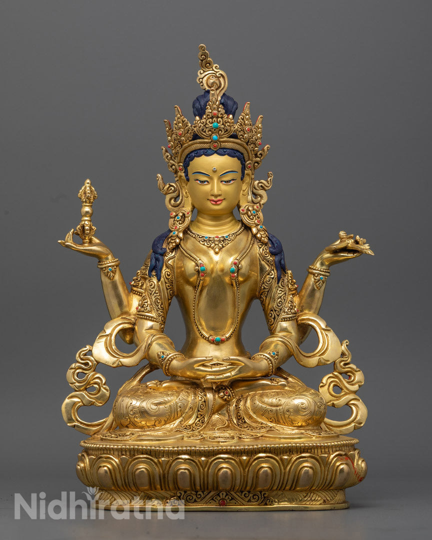Handcrafted Prajna Paramita Statue | Handcrafted 24K Gold Statue