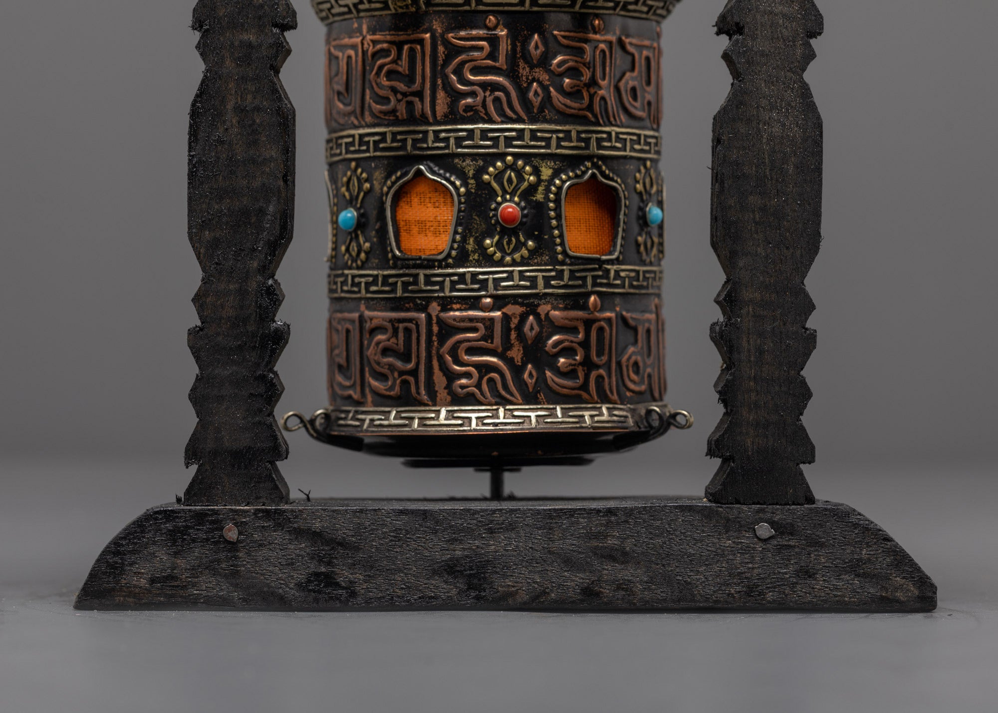 Mantra Prayer Wheel for Home & Temple | Copper Buddhist Spinner
