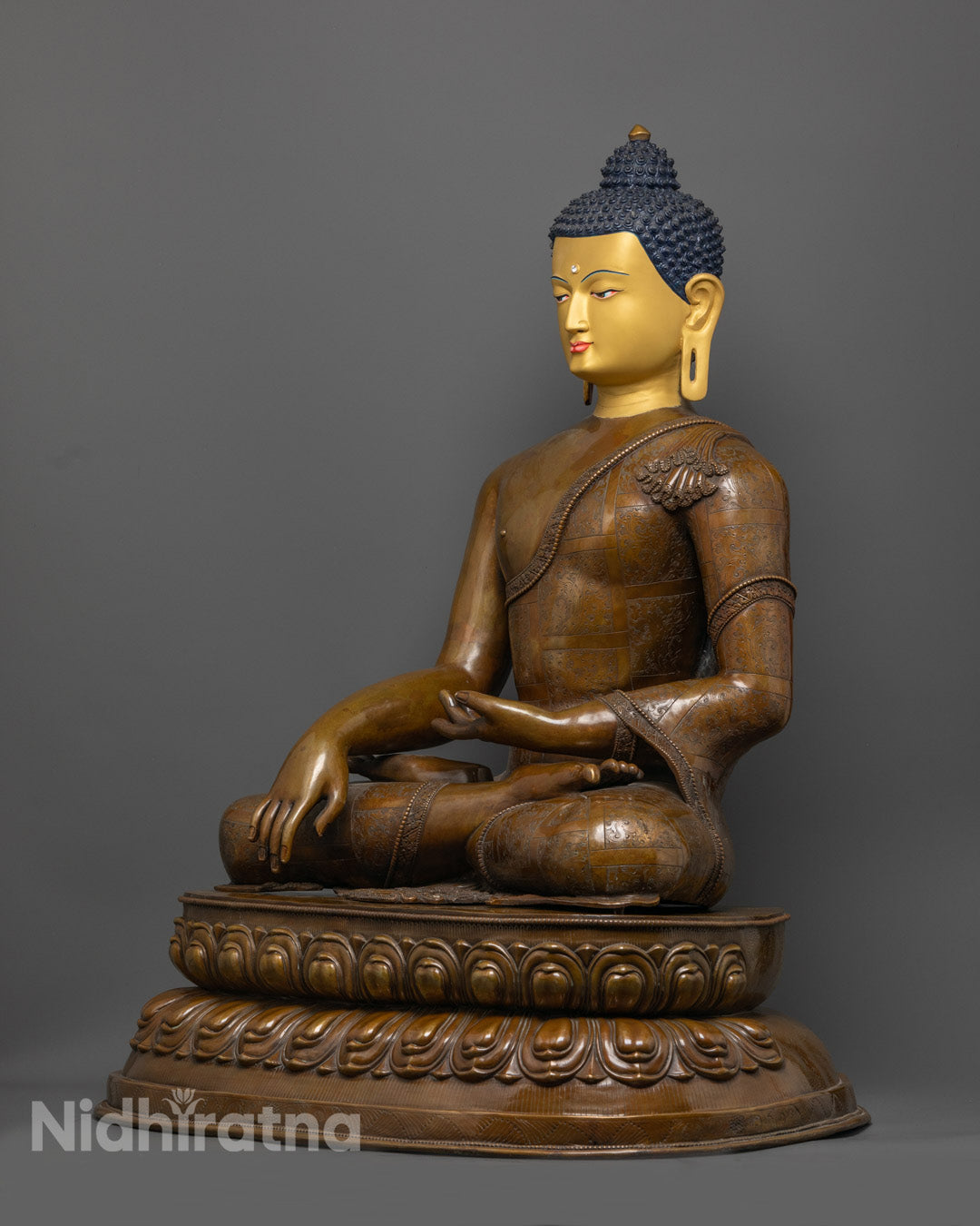 Premium Oxidized Copper Buddha Statue Symbolizing Peace, Wisdom, and Enlightenment