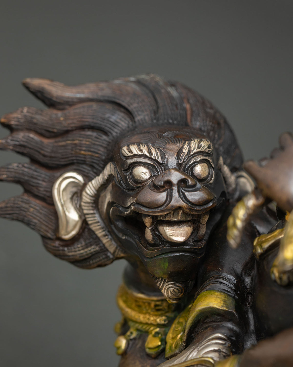 Wrathful Rahula Statue Set | Tibetan Buddhist Altar Decor from Nepal