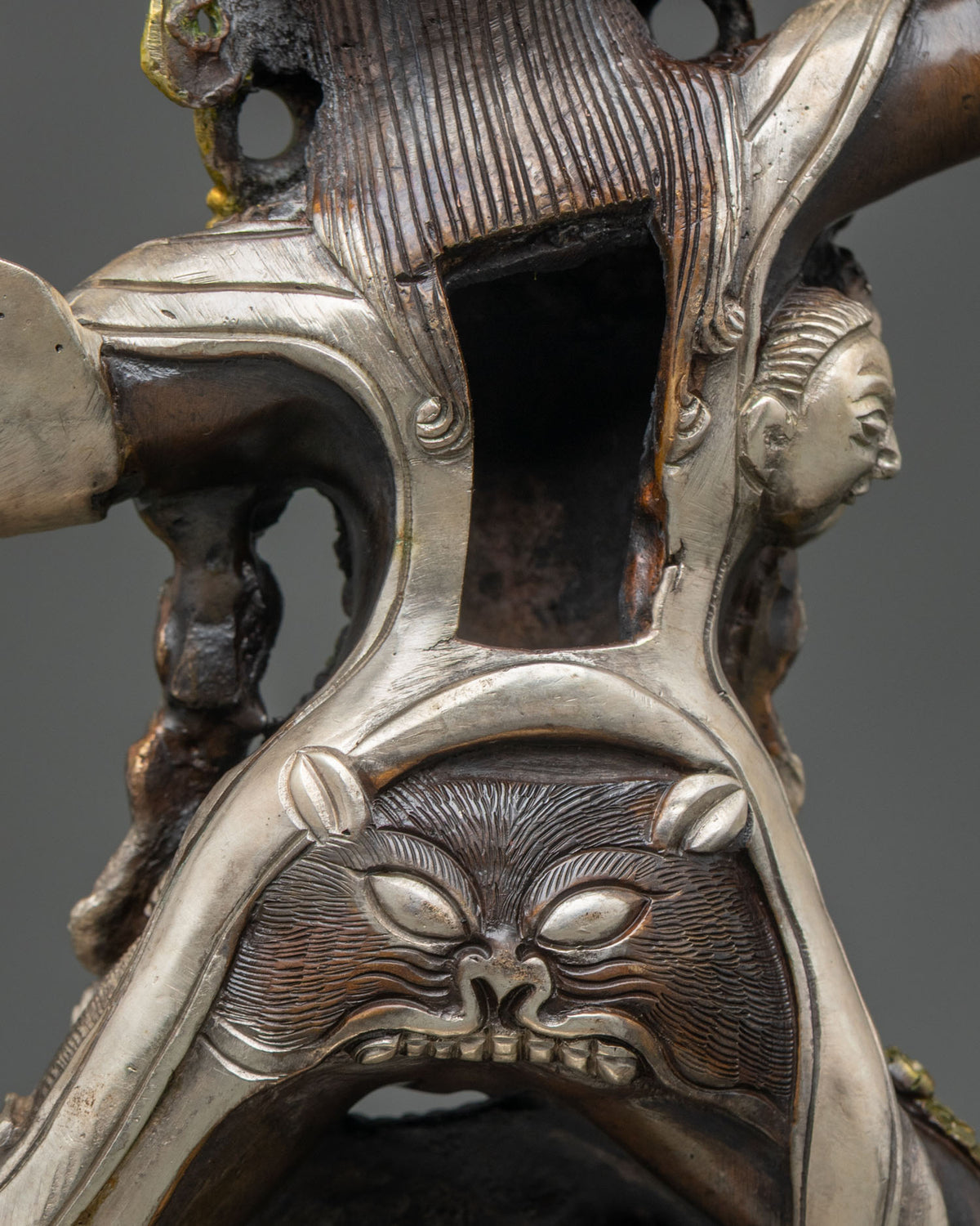 Wrathful Rahula Statue Set | Tibetan Buddhist Altar Decor from Nepal
