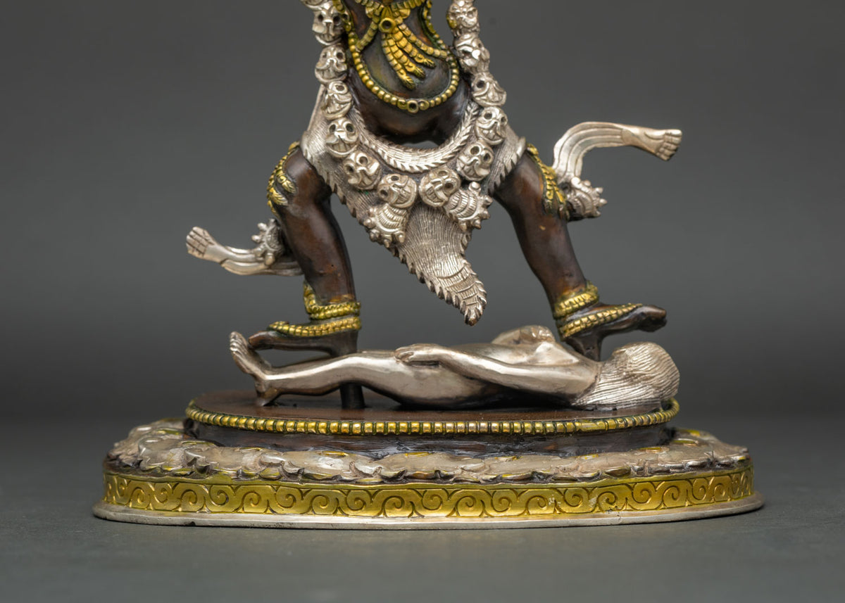 Wrathful Rahula Statue Set | Tibetan Buddhist Altar Decor from Nepal