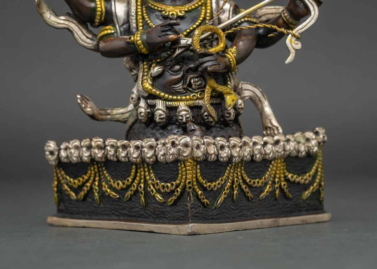 Wrathful Rahula Statue Set | Tibetan Buddhist Altar Decor from Nepal