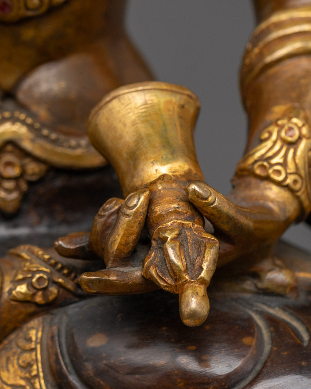 Rare view of Authentic Dorje Sempa statue with 24k gold fire-gilding