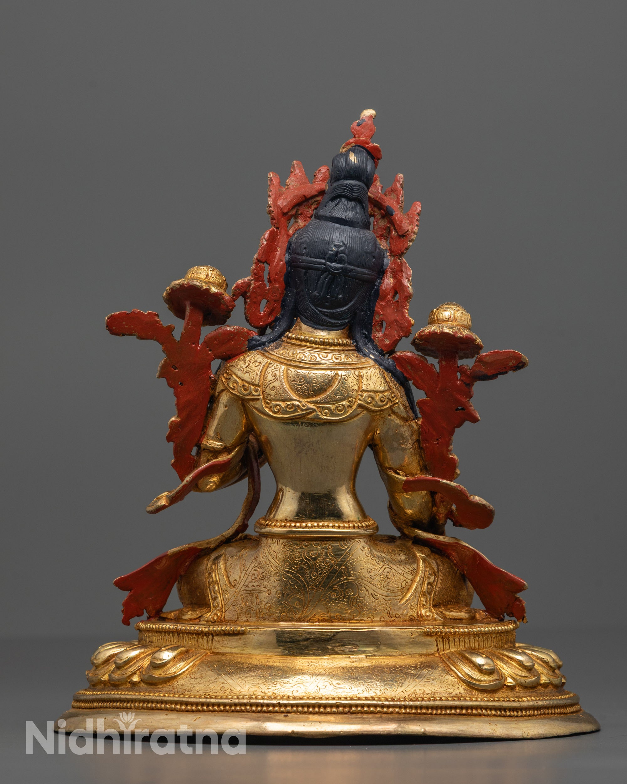 Rear View of Lost Wax Method White Tara Statue Highlighting the Fine Details