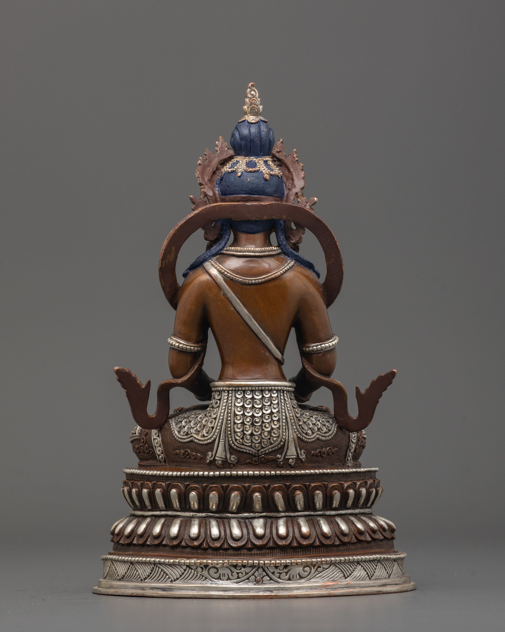 Rear View of Traditional Amitayus Sculpture Showcasing Himalayan Handcrafted