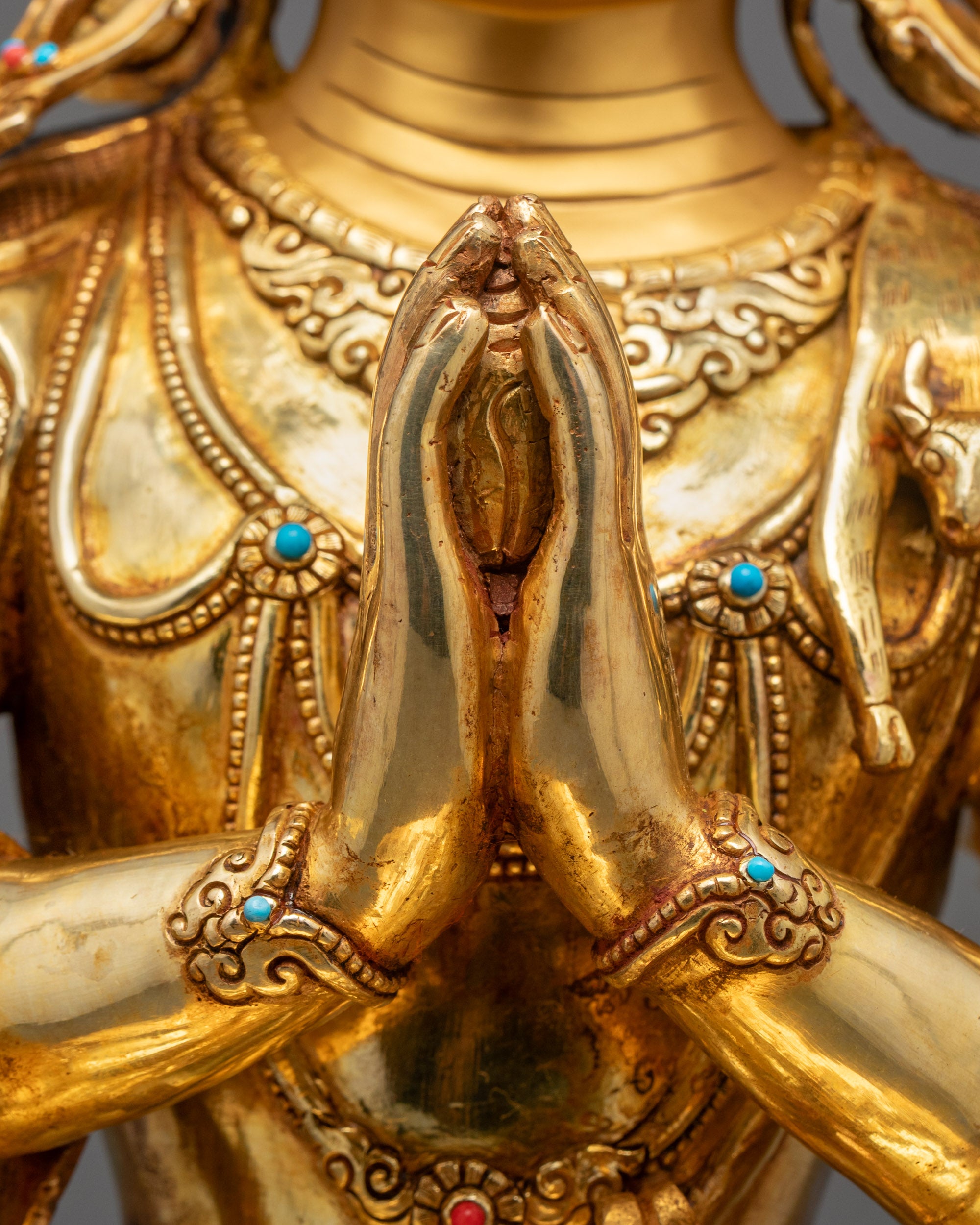 Rear view of the Chenrezig Statue highlighting the sculpted lotus base
