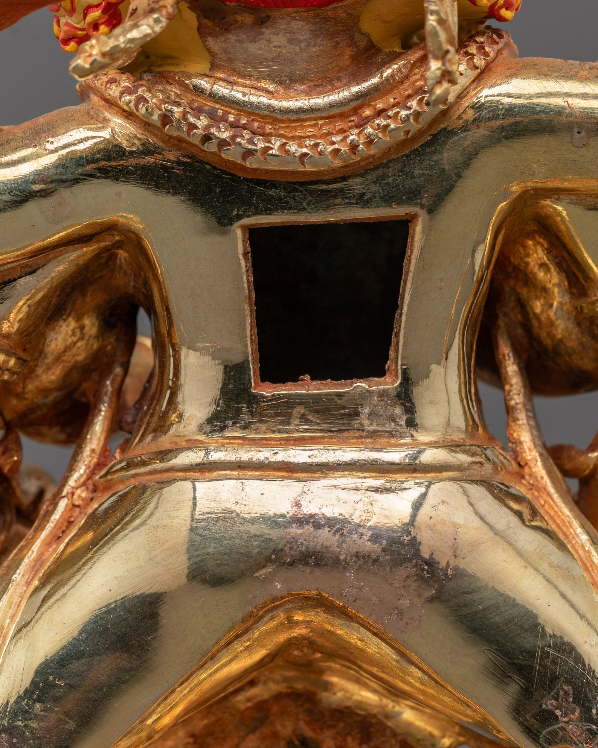 Hand-Carved Red Dzambhala Statue | Himalayan Prosperity Guardian