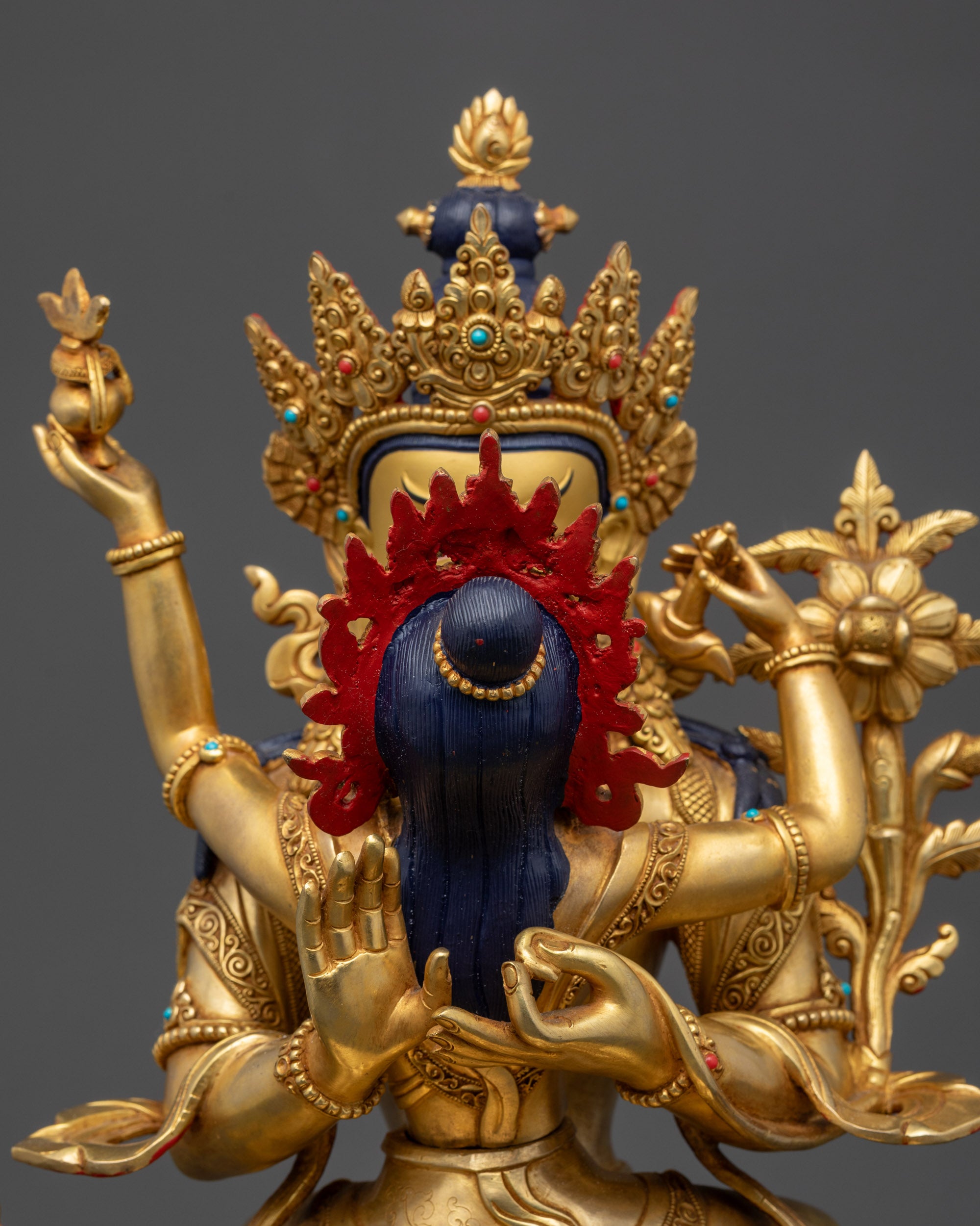 Regular close up Buddha consort statue lost wax Nepalese artisan craftsmanship