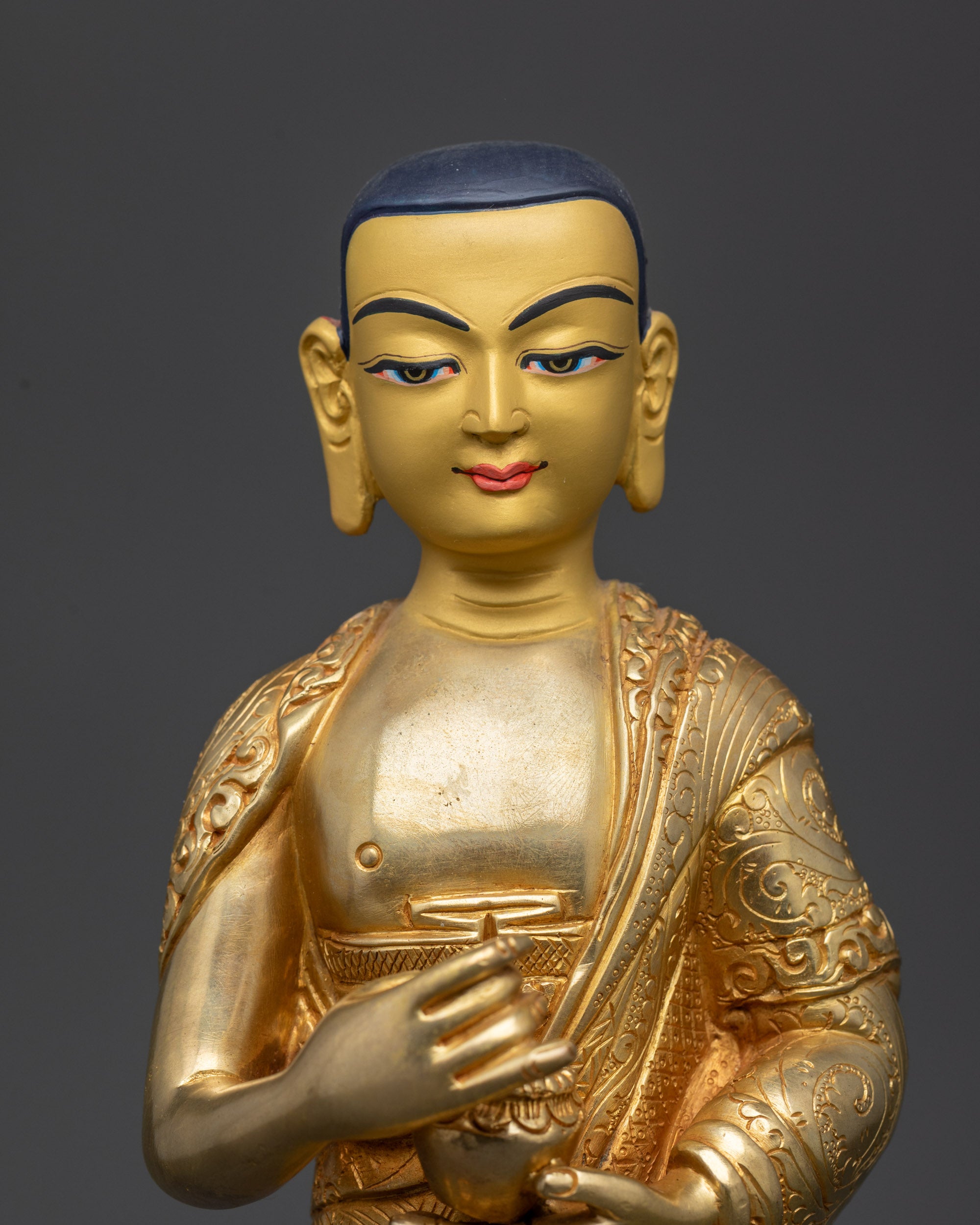 Regular close up Shariputra Buddha disciples statue Nepalese craftsmanship