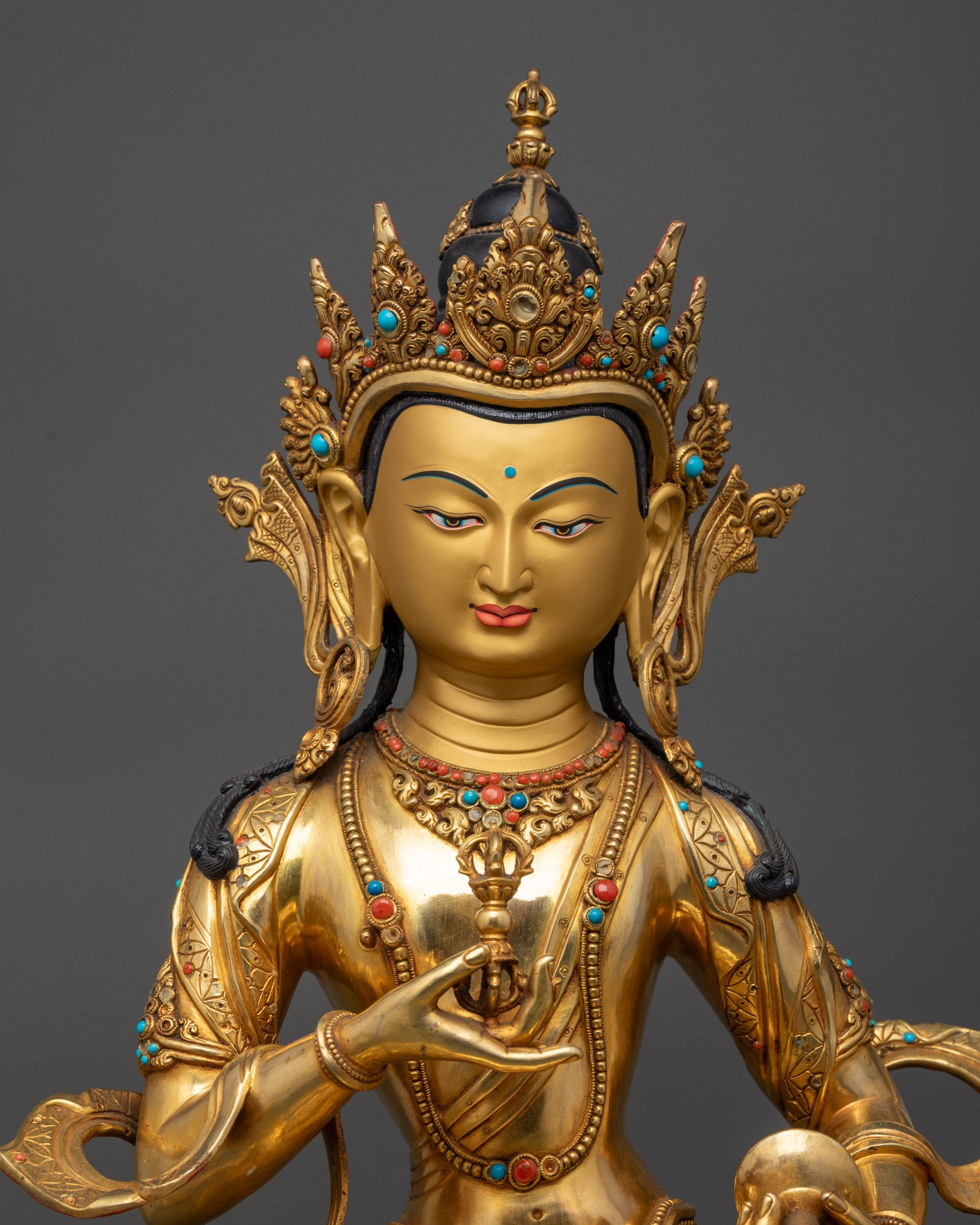 Regular close up Vajrasattva Buddha statue Nepalese handcrafted meditation deity sculpture