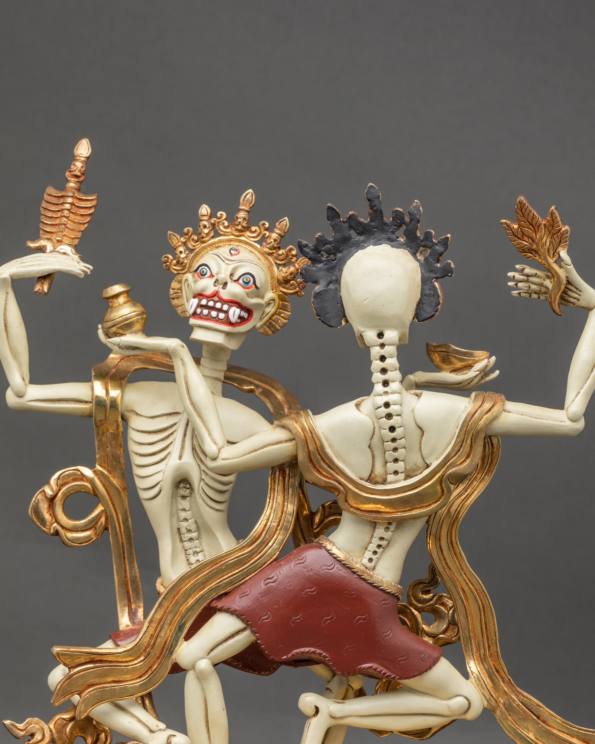 Regular close up of Citipati Statue highlighting dancing pose and sacred objects