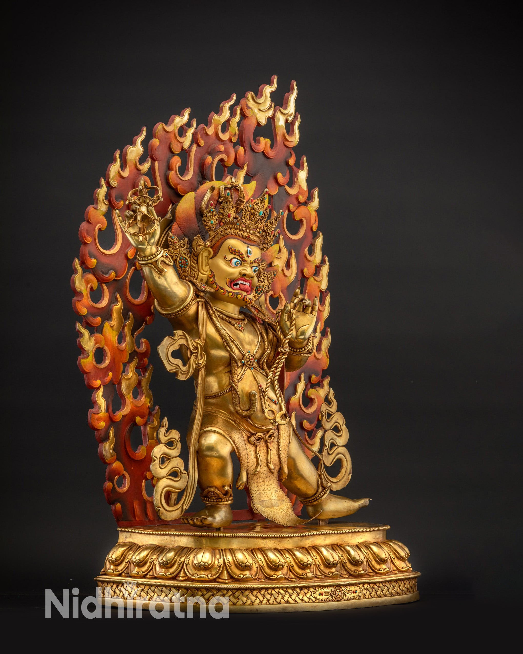 Regular side left view of Masterpiece Vajrapani Statue on lotus base