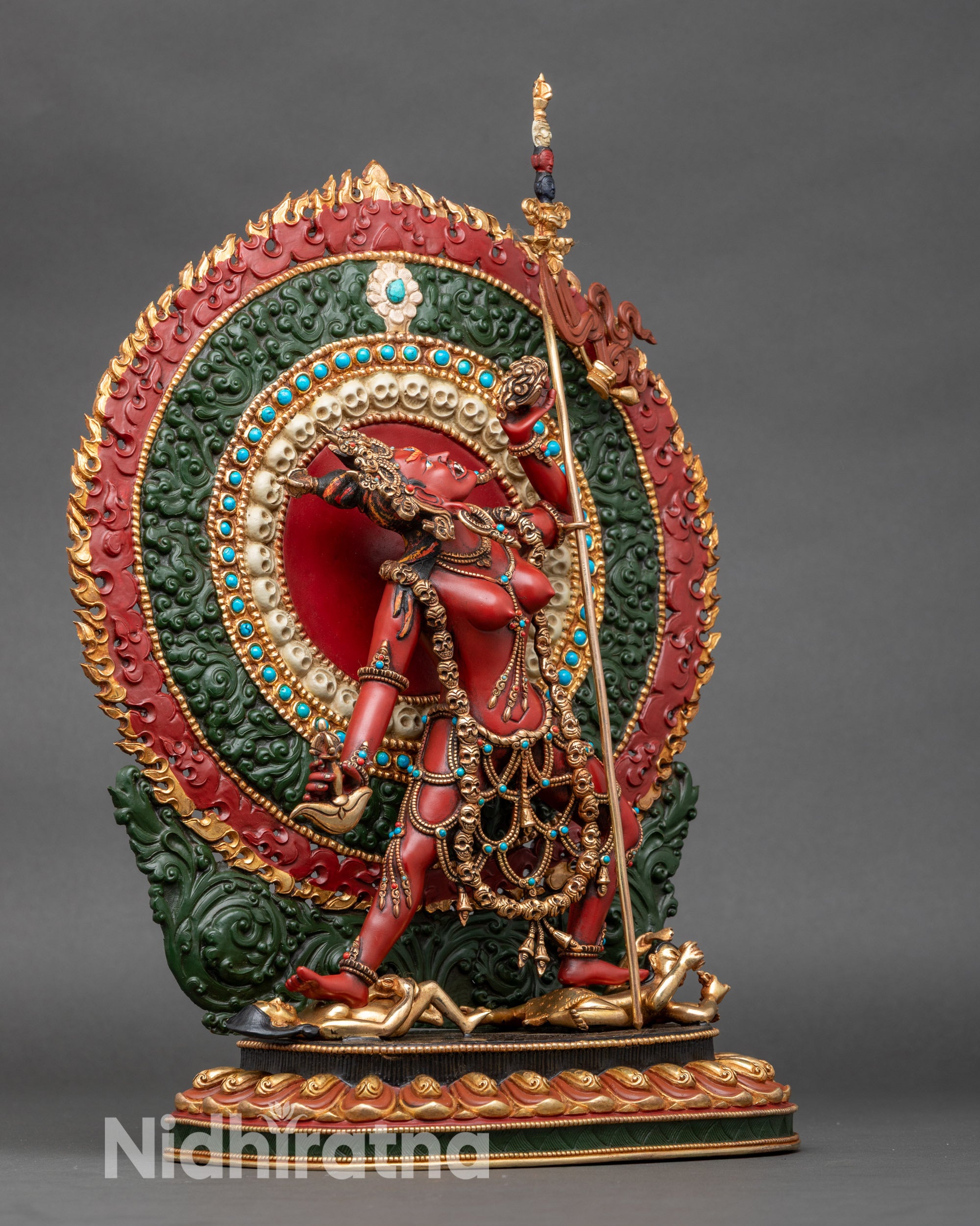 Right-side view of Vajrayogini statue, handcrafted Nepalese tantric artwork