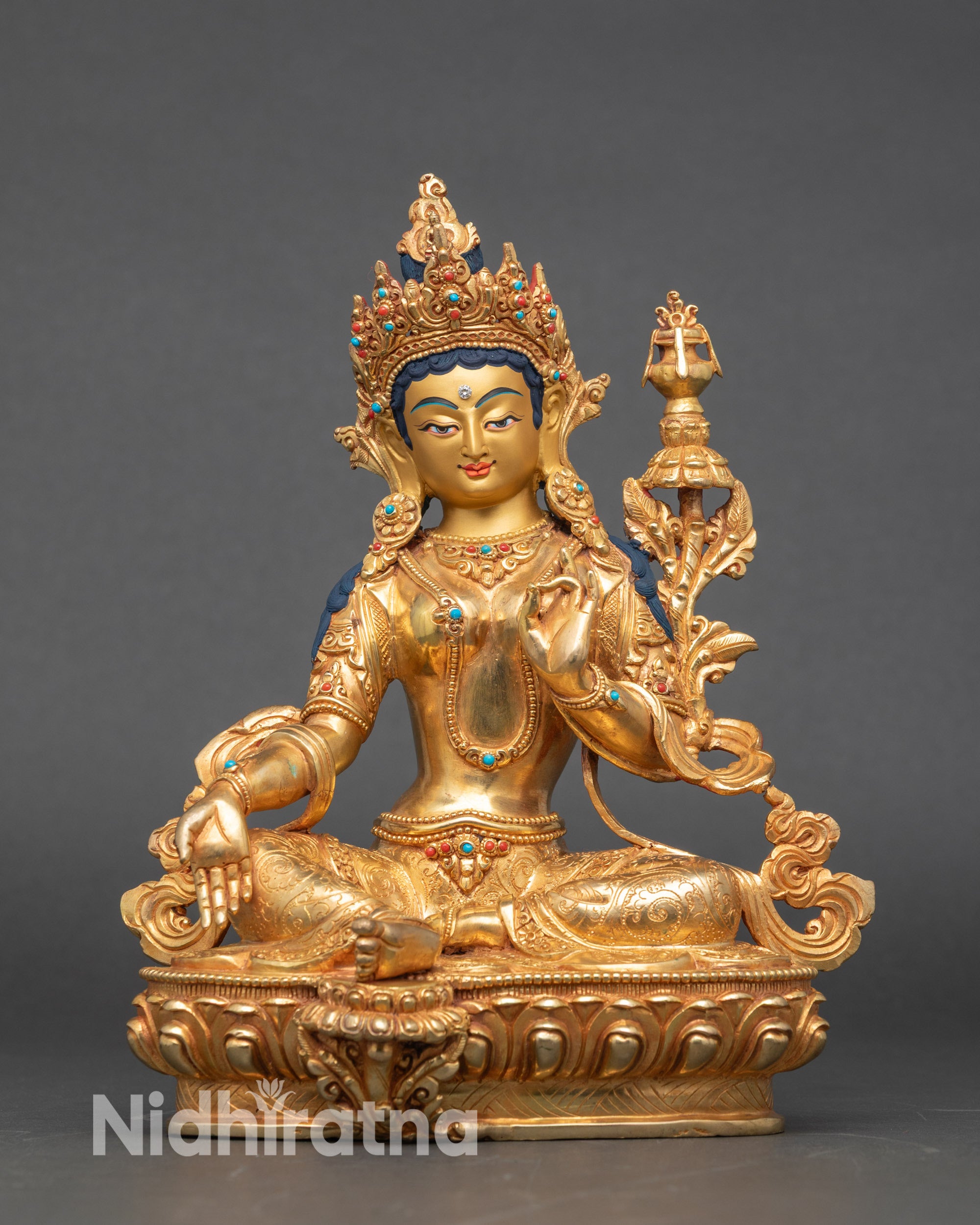 Rigjé Lhamo Kurukullé red magnetizing Tara gold statue Buddhist deity