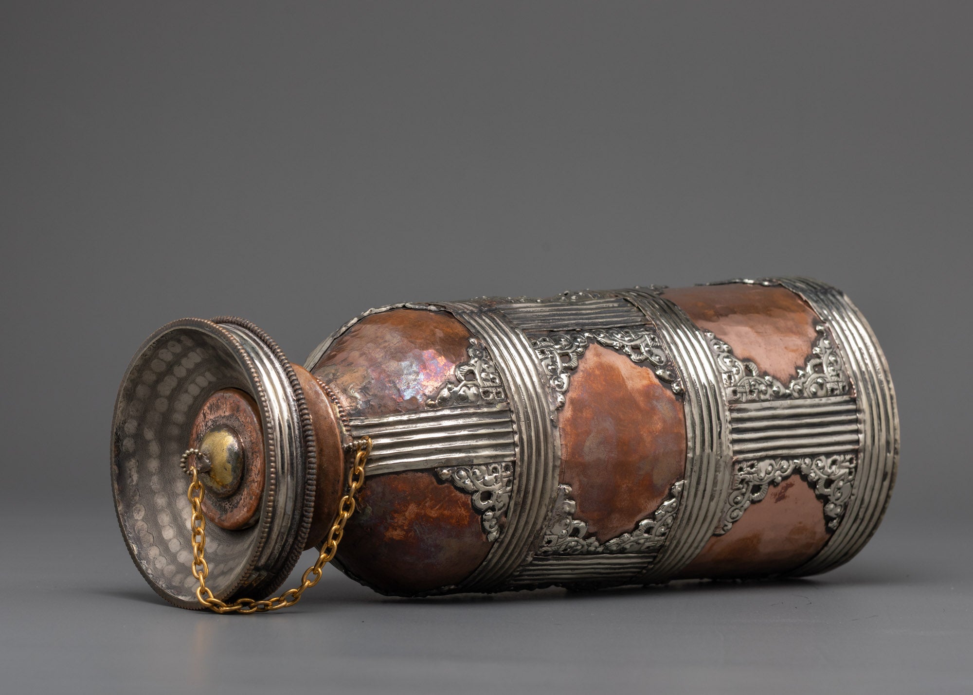 Copper Theki | Authentic Hand-Carved Nepali Offering Vessel